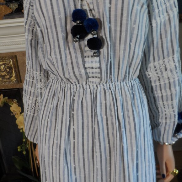 New LoveShackFancy Blue/Ivory Striped Maxi Dress Size S - Picture 6 of 16